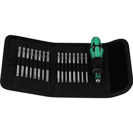 Wera Kraftform Skruetrækkersæt - Kompakt Foldetaske med 89 mm bits - 17 dele.
