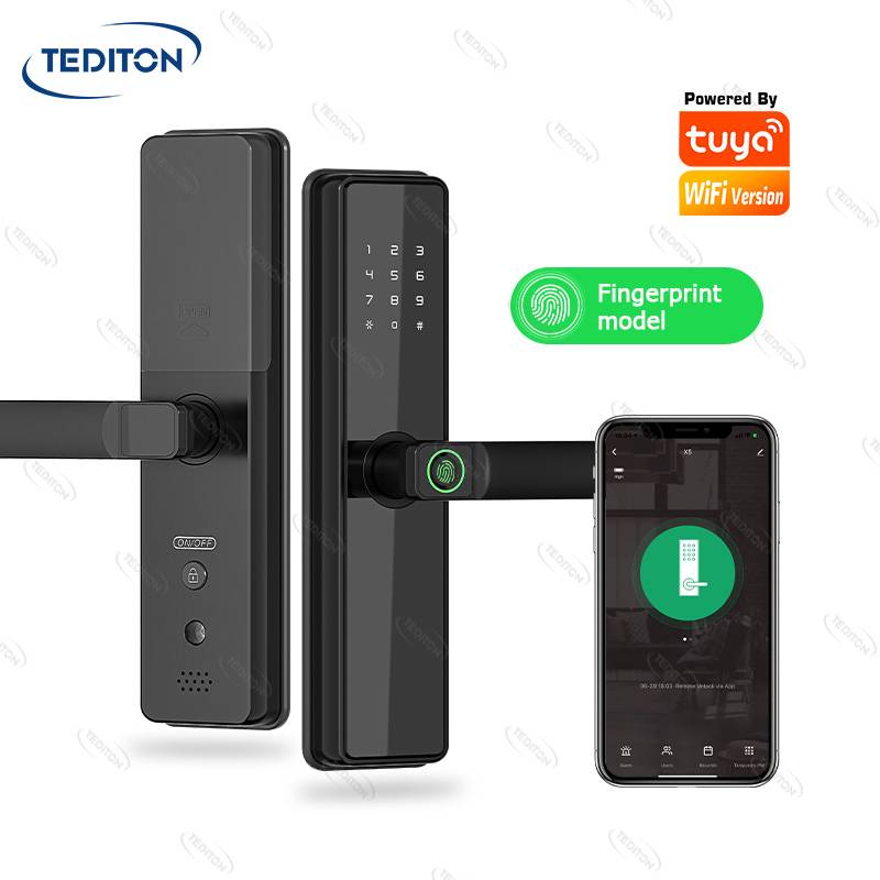 Tediton Smart Home Security Fingerprint Tuya WIFI Electronic touch screen fingerprint door handle lock