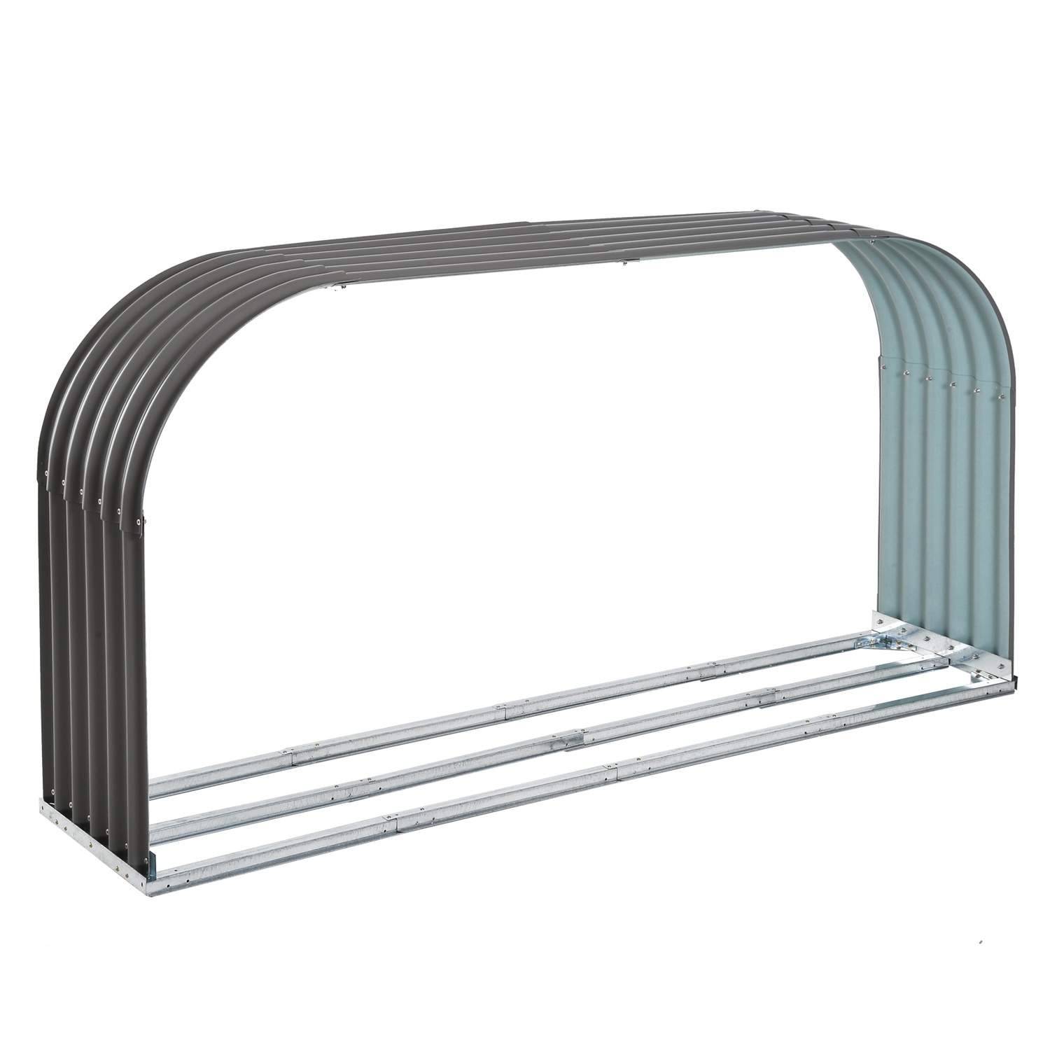 Stålgrå Vedförvaring 0,85 M³ 208x46x112 Cm
