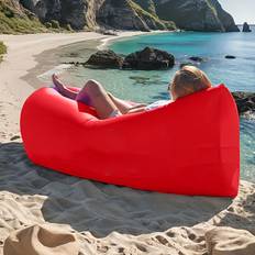 TEMU 1-person Portable Inflatable Camping Sofa - Quick-inflate Air Mattress With Carry Bag, Durable Polyester Fabric For Outdoor, Beach, Backyard (purple/blue/red/green/black)