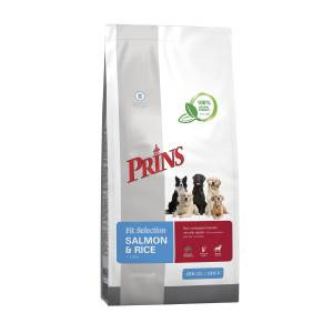 Prins Fit Selection med lax och ris hundfoder. Förpackning: 2 x 14 kg