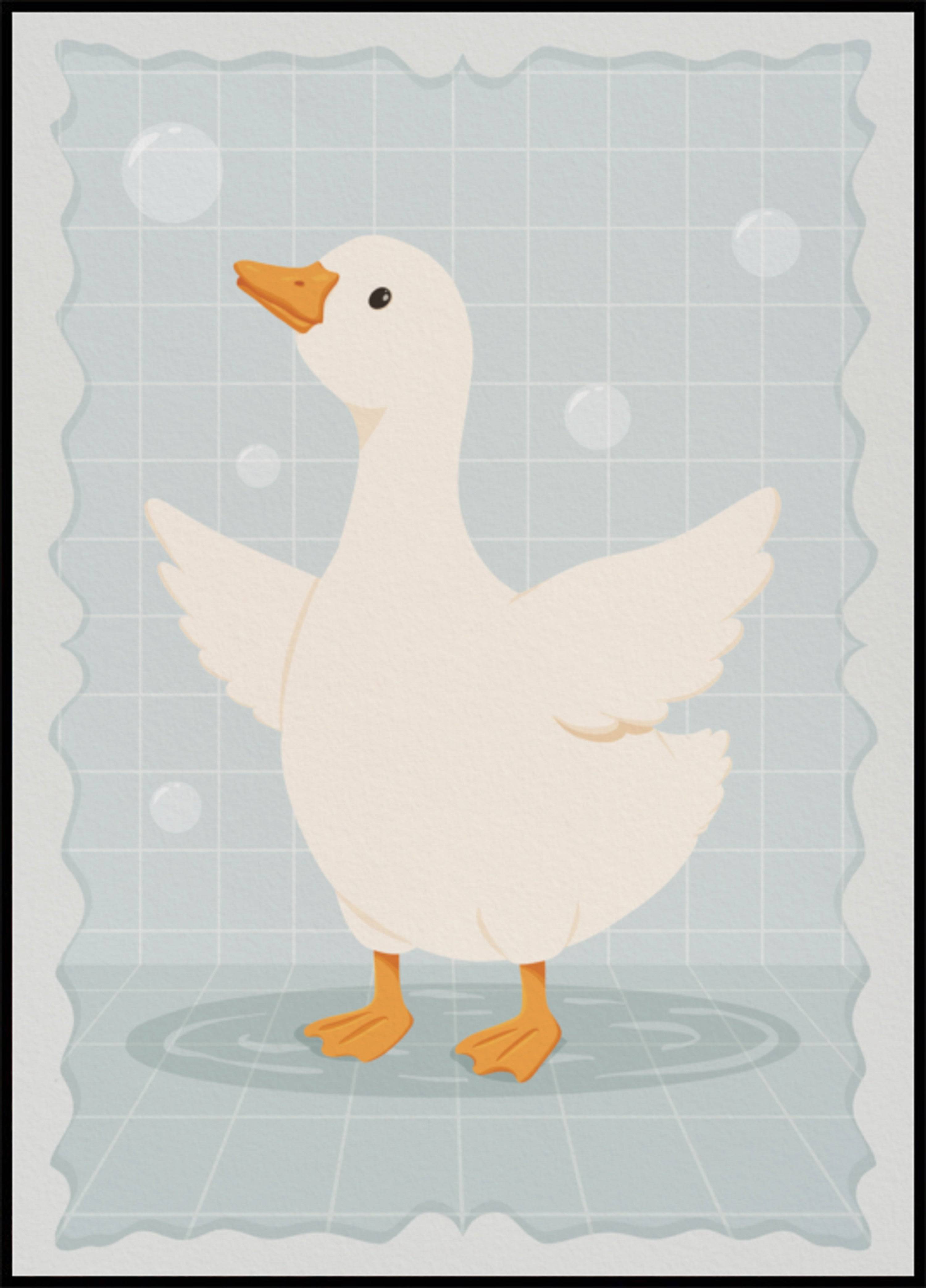 Cute Bathtime Goose (50x70) - Plakater > Osorterade verk, BD