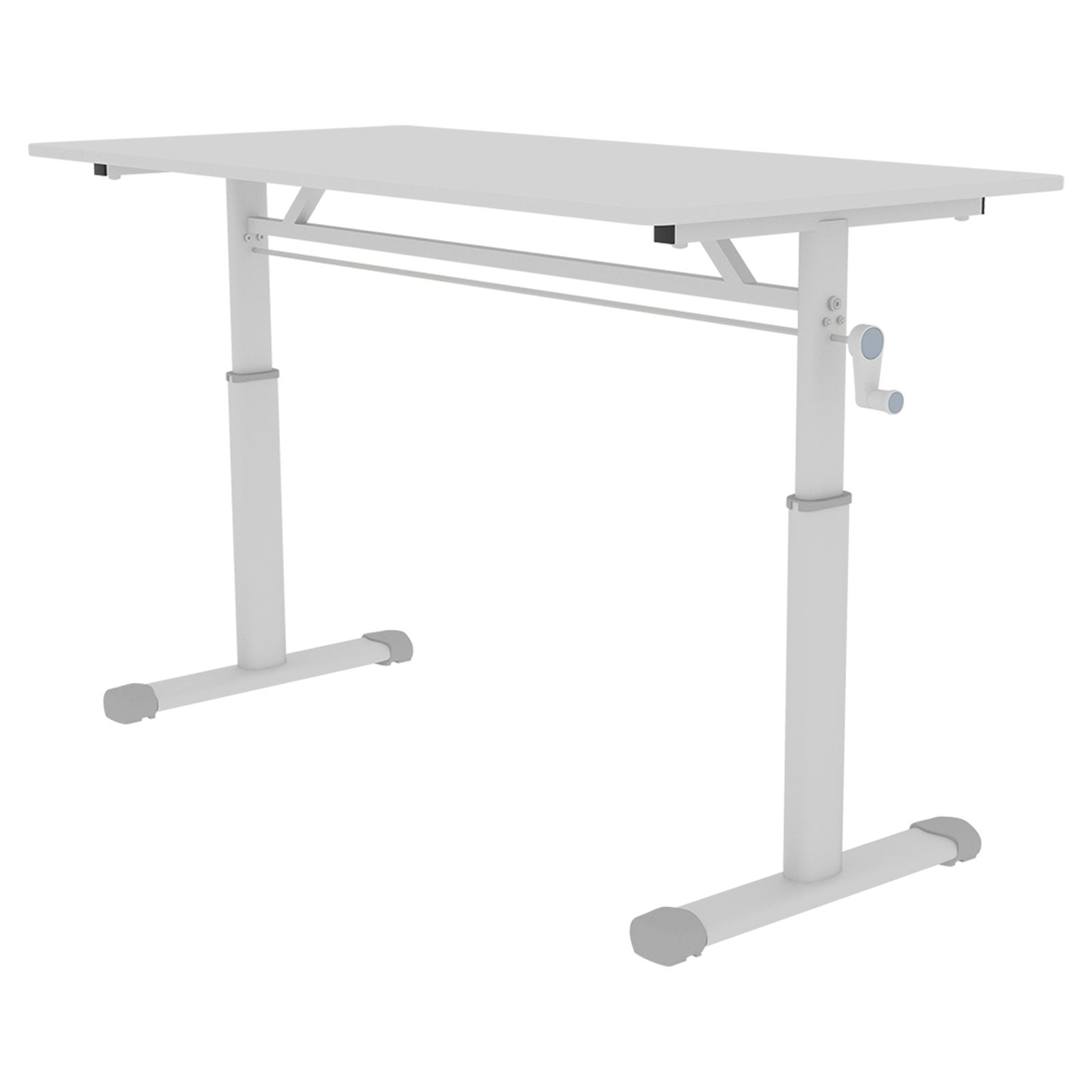 Adjustable Study Desk for Kids and Adults, Height-Adjustable Home Office Desk, White Frame with White Wood Tabletop, 60cm x 120cm, Compact Design