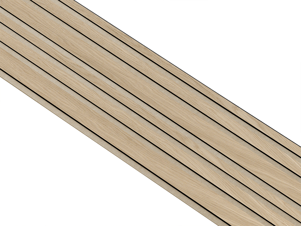 I-Wood Basic Mixed listebredde paneler, i sort kerne, hvid oliering - mål 17 x 300 x 2400 mm.