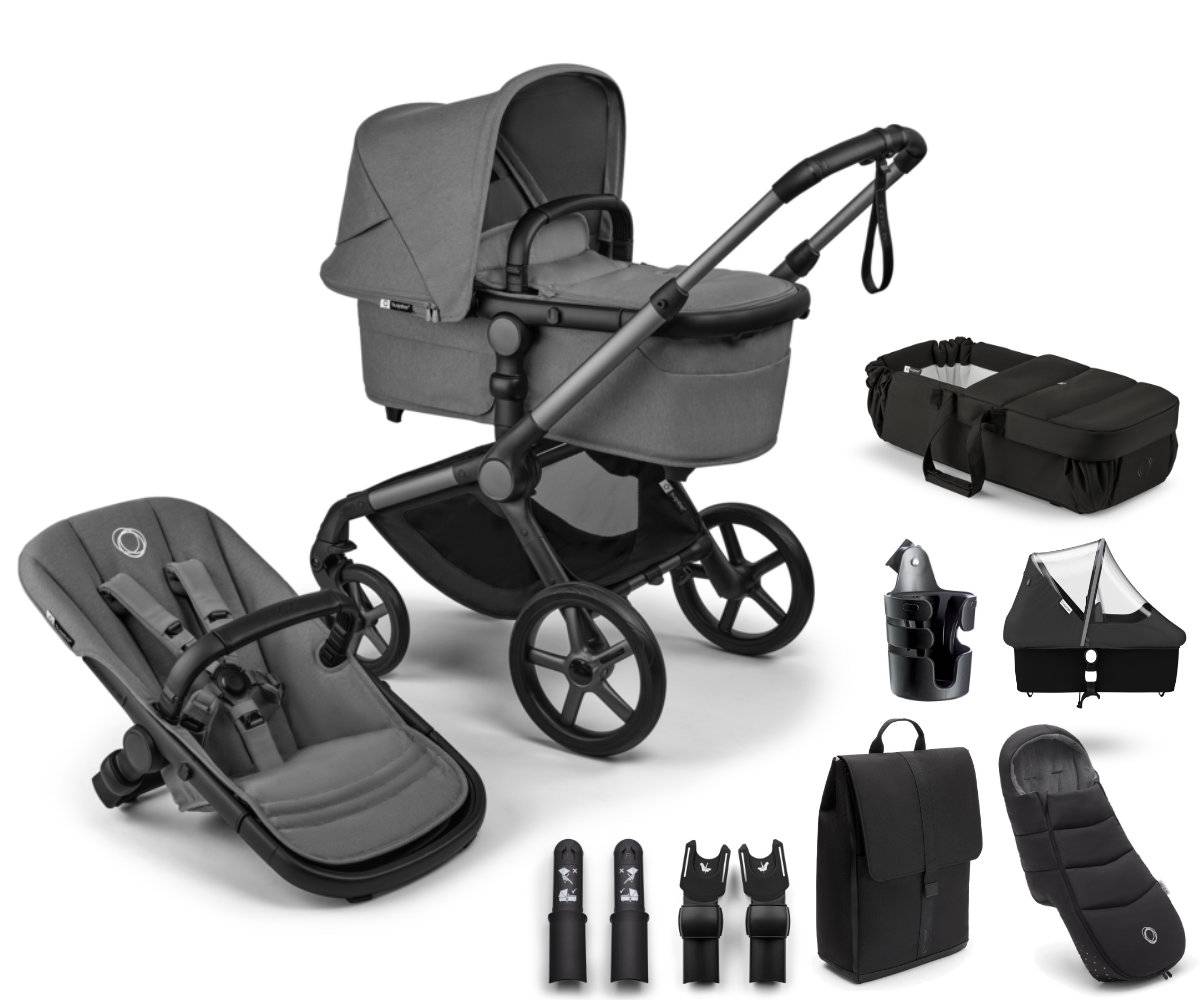 Bugaboo Fox 5 Renew 7-in-1 Stroller Set with Accessories - Graphite / Moon Grey