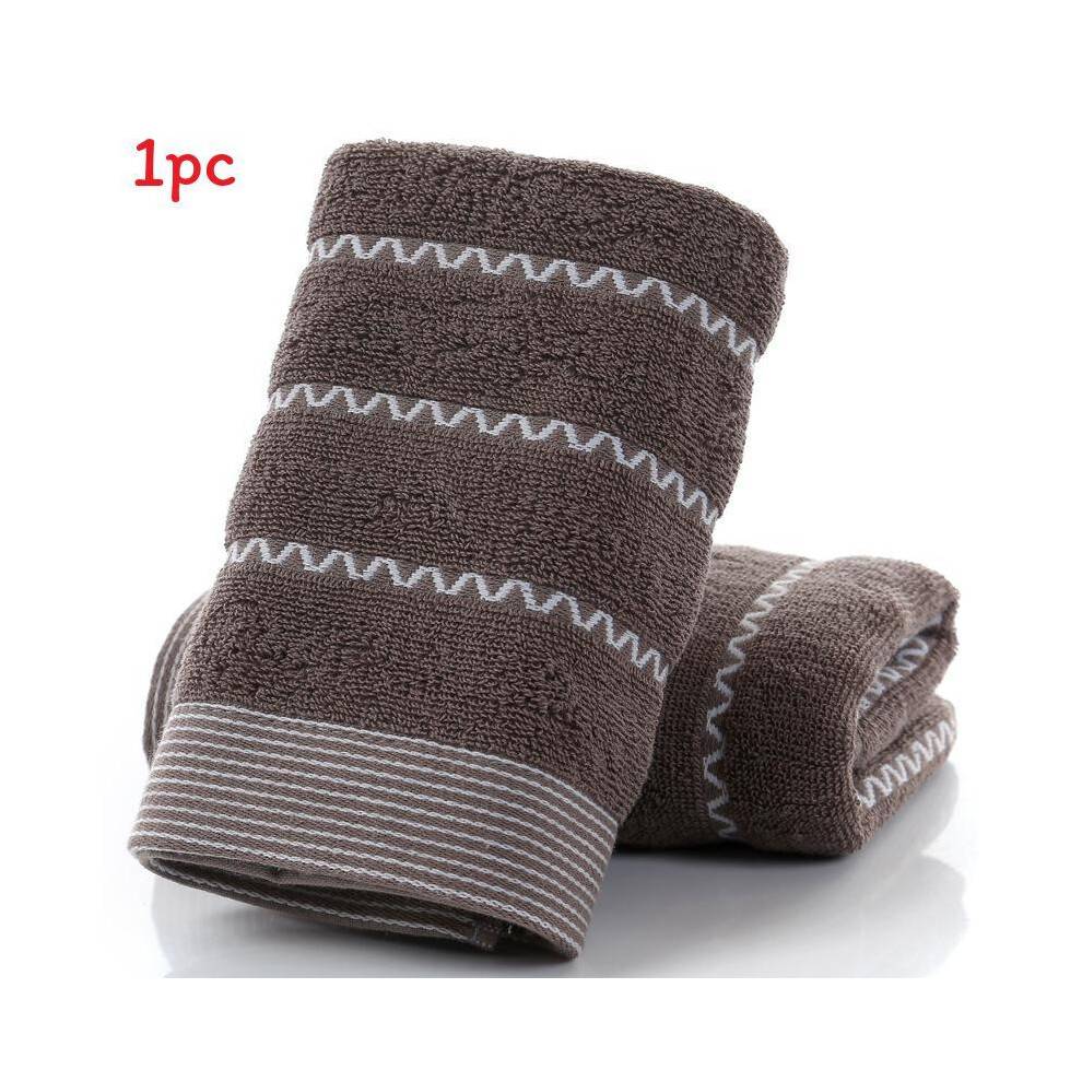 (DarkBrown)Washcloth Absorbent Towel With Wave Pattern Embroidery For Daily Household Use