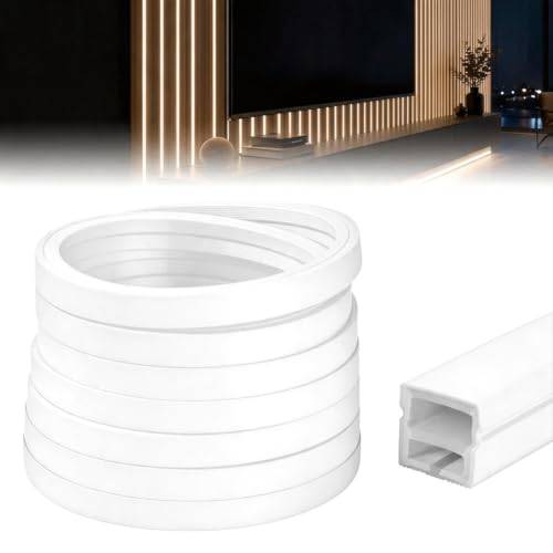 DASIAUTOEM LED-silikonprofil, 3 m flexibla LED-remsor, diffusörkanal 12 × 12 mm med ändkåpor monteringsklämmor, vattentät LED-slinga, skydd för akustiska paneler, homoget neonljus (vit)