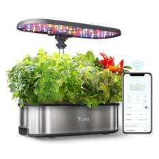 Hydroponics odlingssystem, 12 pods smart örtträdgårdssats inomhus, inomhusträdgård, APP och WiFi-kontrollerad, med 24 W växande LED, 5,5 L vattentank, pumpsystem, automatisk timer