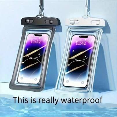 Universell vattentät mobilväska med touchskärm, 3D vattentätt mobilskyddsfodral, oumbärlig för resor, strand, pool, kryssning, lämplig för Galaxy-tele - Multifärgad (rosa,svart,Svart transparent airbagversion)