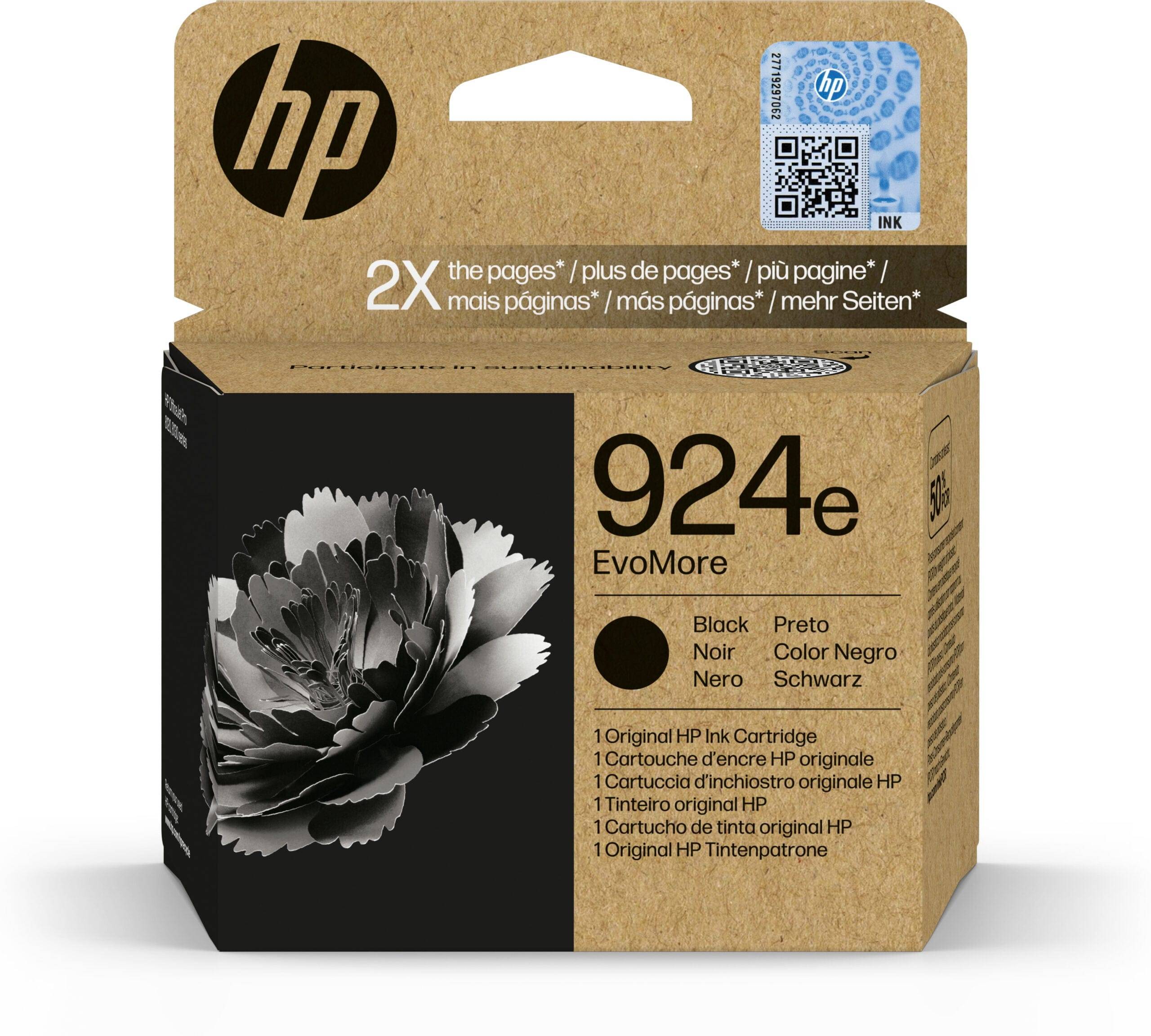 HP 924e EvoMore Black Original Ink Cartridge blækpatron 1 stk