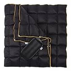 Lvkiss Down campingfilt, 100 % ankdun fyllning håller värmen inne och kylan ute, stor, bärbar, vattentålig, för vandring, utomhus, överlevnad (svart, 184 cm x 199 cm)