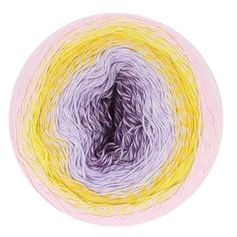 Scheepjes Cotton Whirl 716 Purple Passion Indhold:100% økologisk bomuld Vægt/længde:226 g = ca 1000 meter Anbefalede pinde:2.50-3.50 mm Strikkefasthed:10 x 10 cm = 25 m x 44 p Vask:Maskinvask op til 30°C.