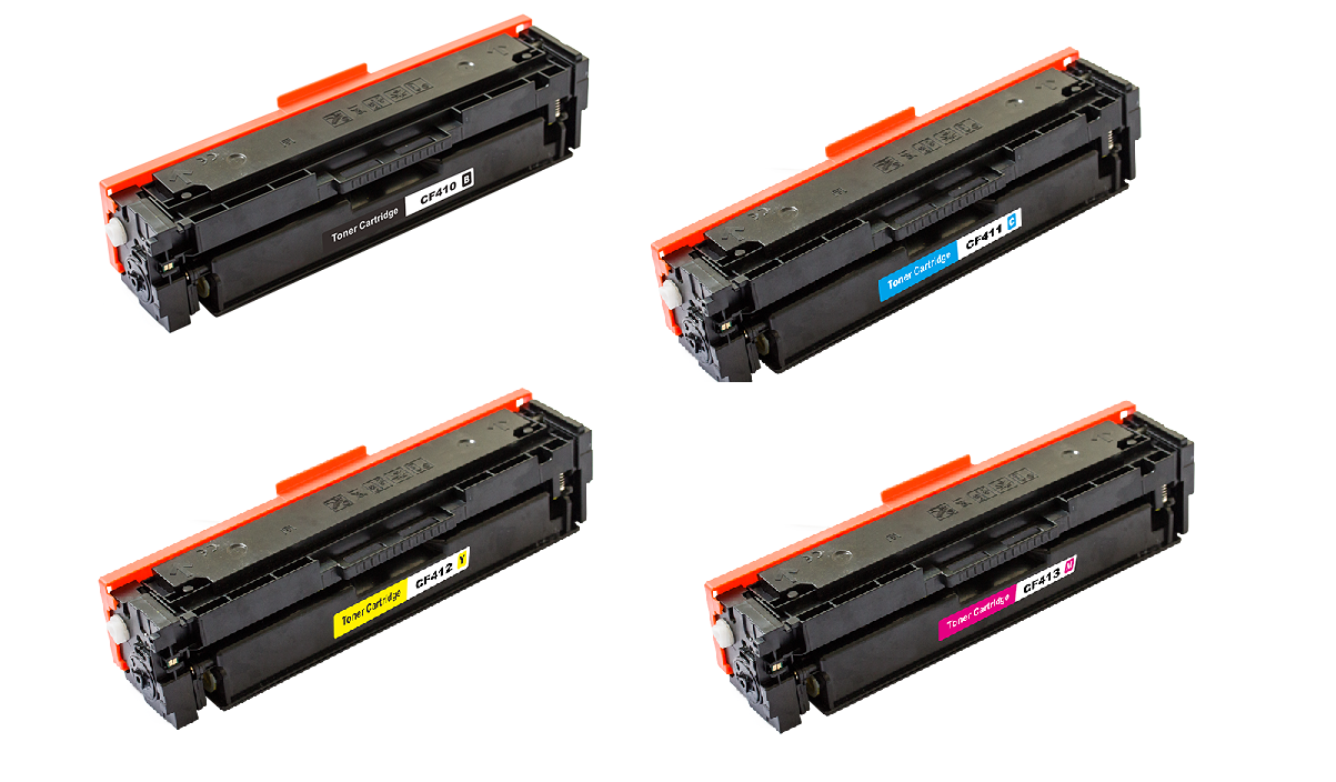 Sampack 4styk lasertoner CF410A-CF411A-CF412A-CF413A printer 9200 sider v/5%
