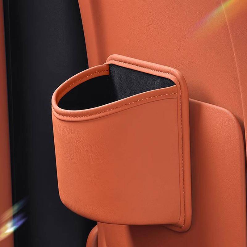 Bil dörr mugghållare läder förvaringsväska universal bakre klämma design dryckeshållare organizeringslåda vattentät sätesrygg förvaringsficka brun