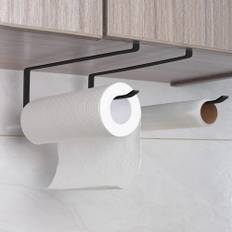 TEMU 1pc Under Cabinet Kitchen Roll Holder, No Drilling Required, Space Saving, Modern Stainless Steel Paper Towel Rack, Wrought Iron, Thickened Flat Wire With Rounded & Tall Hook Design