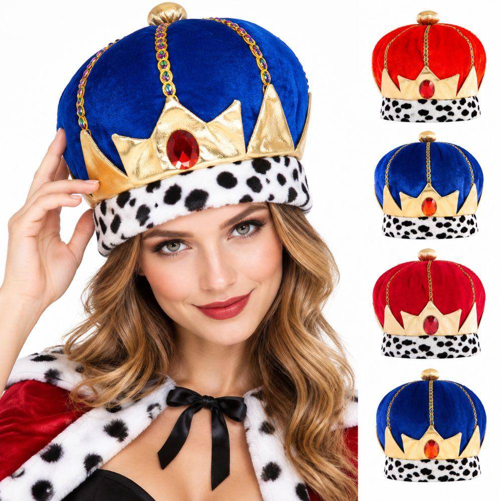 Gold Crown Prince Crown Cap Costume Props Christmas Show Hat Gifts King Crown Hat  Mardi Gras blå