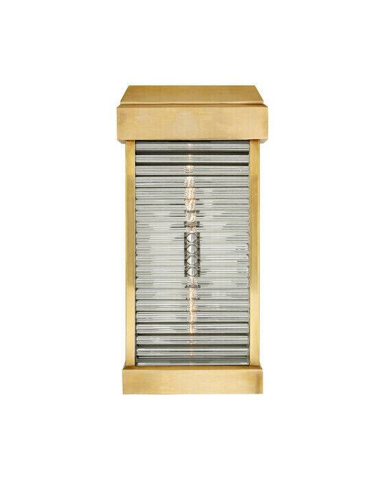 Dunmore Large Curved Glass Louver Sconce Antique-Burnished Brass