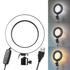 6" LED-ringlys Dæmpbar USB 5500K Fyldlampe Light + Adapter