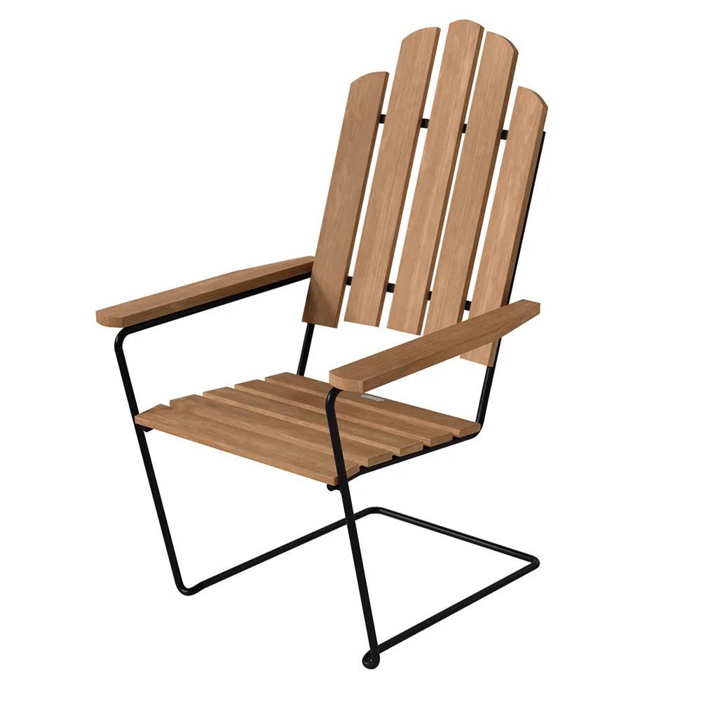 Grythyttan Stålmöbler, A3 solstol ubehandlet teak/sort