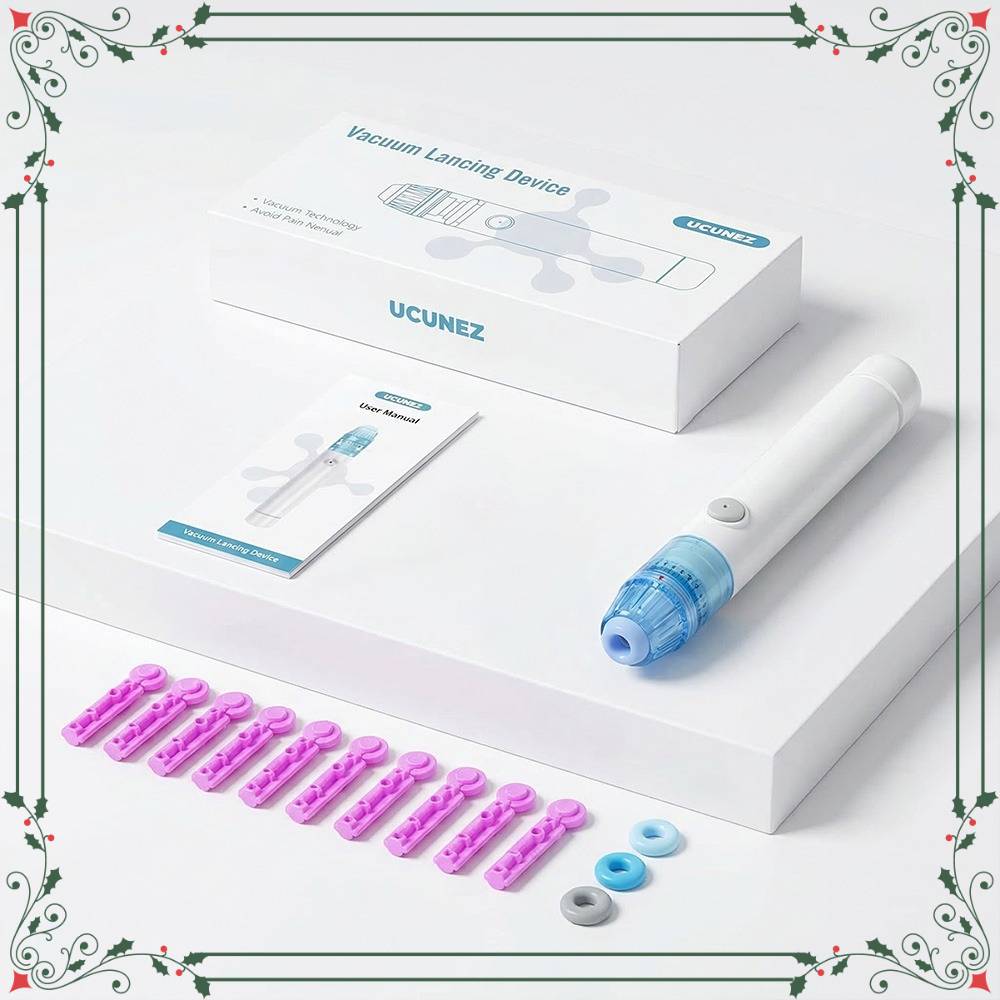 Painless Vacuum Lancing Device with 50pcs Lancets for Diabetes Testing  Blood Sugar Glucose Ketone Blood Collection Home Tester