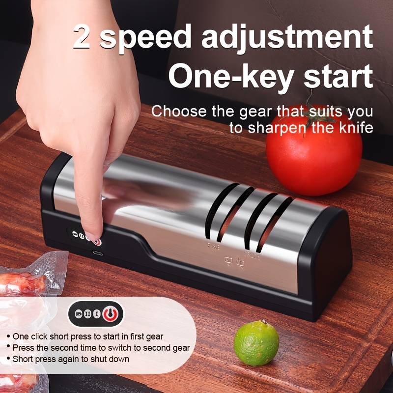 Electric Knife Sharpener, Fast Sharpening, 2-stage Adjustment, Non-slip Base, Universal For Multiple