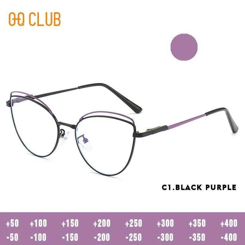O-Q CLUB Progressiva Linser för Läsning Anti Blått Ljus Glasögon Kattöga Glasögonbåge Dam Solglasögon för Herrar Läsglasögon Lunette cm