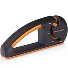 Orange Ninja 4-stegs knivslip. Förstklassig köksknivsslip, justerbara handhållna manuella knivslipar för fickkniv, kockkniv och tandad kniv från Sharp Pebble