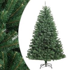 vidaXL kunstigt juletræ med juletræsfod 240 cm hængslet grøn