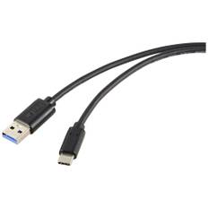 Renkforce USB-kabel USB 3.2 Gen2 USB-C® stik, USB-A-hanstik 1.00 m Sort Samlet skærm RF-5720404