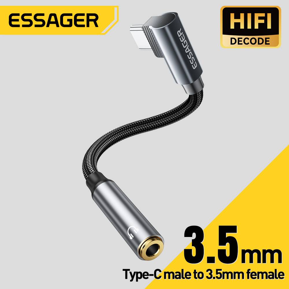 Essager Type-C to 3.5mm Headphone Jack AUX USB-C Cable Adapter for iPhone Huawei Xiaomi IP Male to 3.5mm Female Audio Adapter