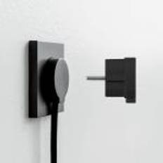 NORM Flad design stikprop, schuko med jord, rund, flad - Sor