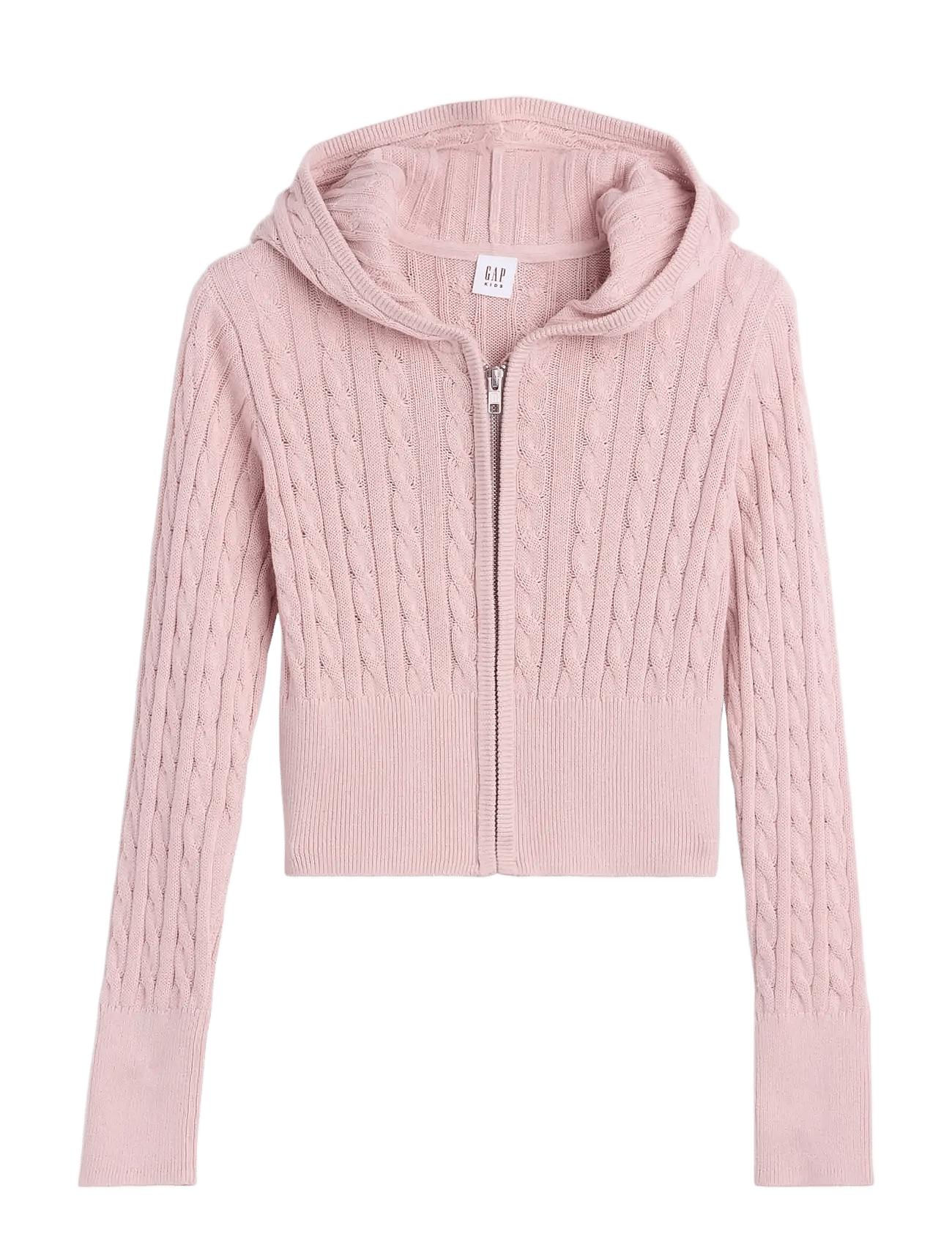 GAP Kids Cable-Knit Sweater Zip Hoodie - Pink - 128/134