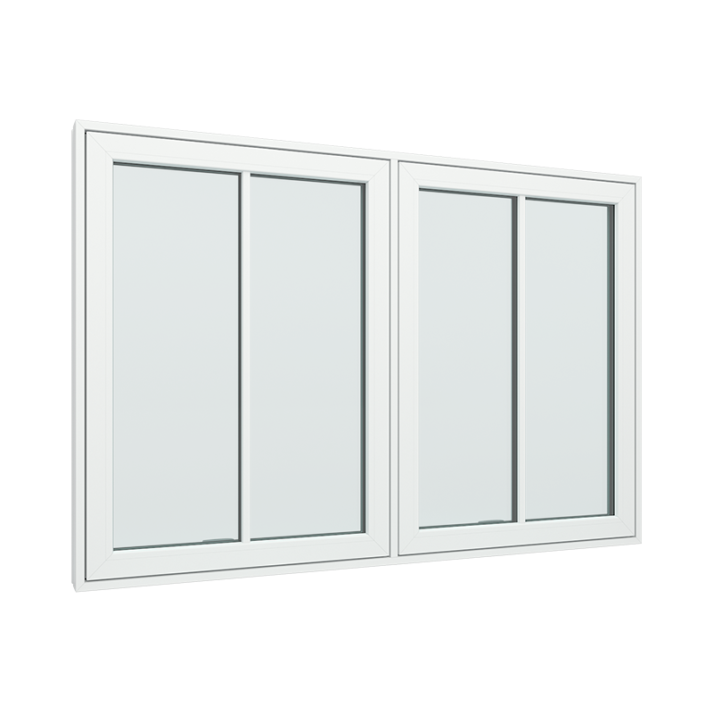 Topstyret vindue 2 fags med 2x1 glasfelter.