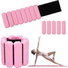 Omtofo 2 st justerbara silikonvikter för ankel- och handledsvikter, bärbara vikter för styrketräning, pilates, löpning, simning (rosa)