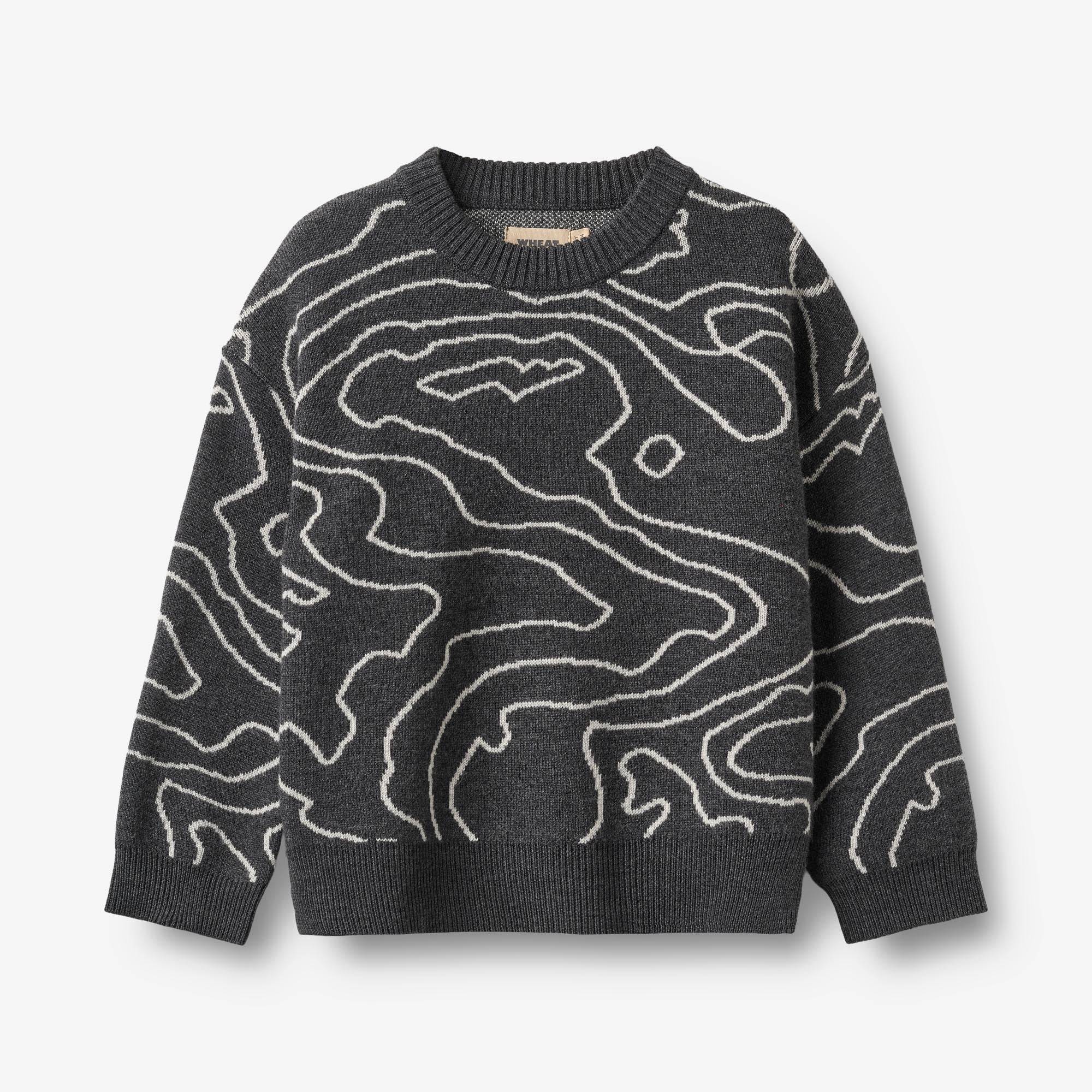WHEAT® - Jacquard-pullover Elias - charcoal melange - Str 128.