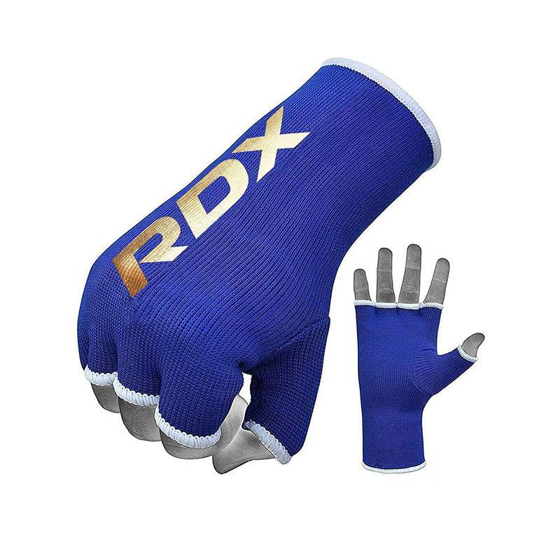 RDX HY Inner Gloves Elasticated Half Finger for Boxing, MMA Knuckle Protection OEKO-TEX® Standard 100 certified - Blue / XL (XL)