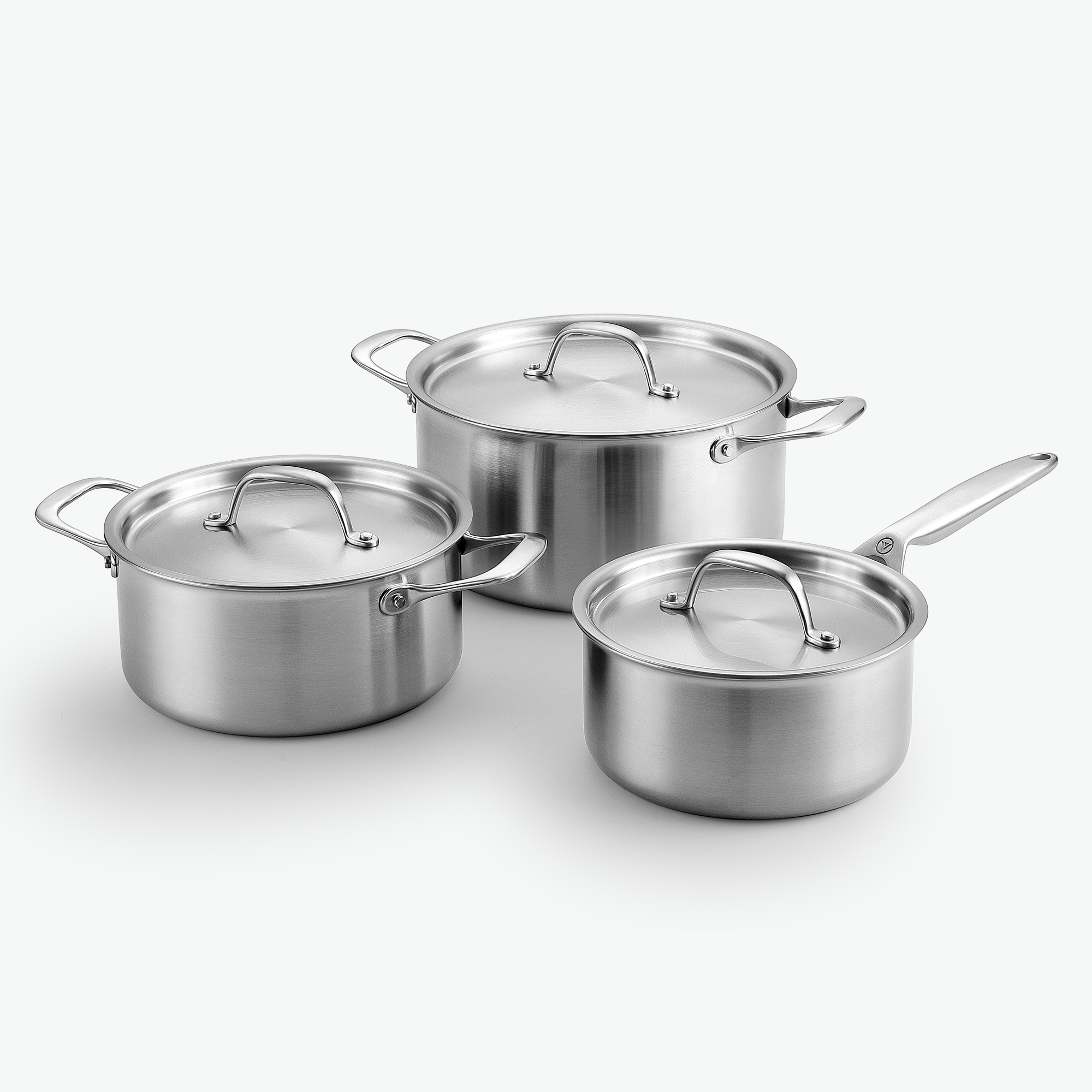 3-Ply stekpanna & gryta set - Rostfritt stål Gryta Trio Set - 3 delar / Rostfritt stål