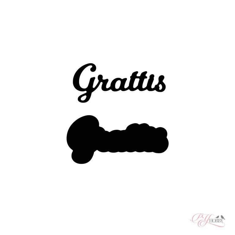 PY Hobby Dies - Grattis - Med bakgrund - 4 x 1,7cm