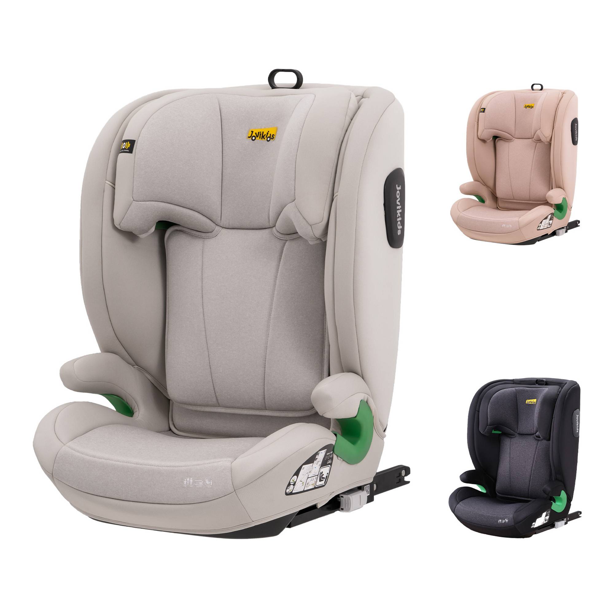 Highback Booster Seat with ISOFIX and I-Size R129, Adjustable Car Seat with 10-Position Headrest for 100-150 cm, 44L x 46W x 80H cm, Beige Aosom UK