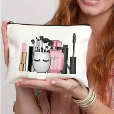 Fashion Makeup Travel Bag With Cosmetic Design Print, Beauty Bag For Women, Lightweight, Foldable Zipper Bag For Toiletries And Pens, Easy To Clean, P - Multicolor - Multi-size