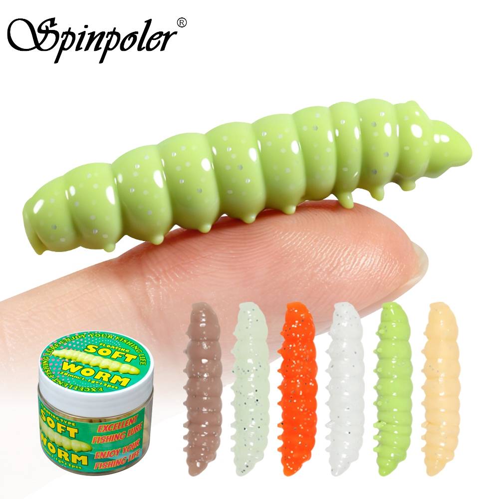 Spinpoler 38mm Highly Buoyant TPR Soft Lure Stinky Cheese Flavor Glow UV Larva Worm Floating Bait Trout Catfish Stream Fishing
