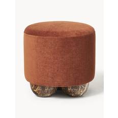 Stoppad fotpall Lino med kulfötter i marmorerad design.
