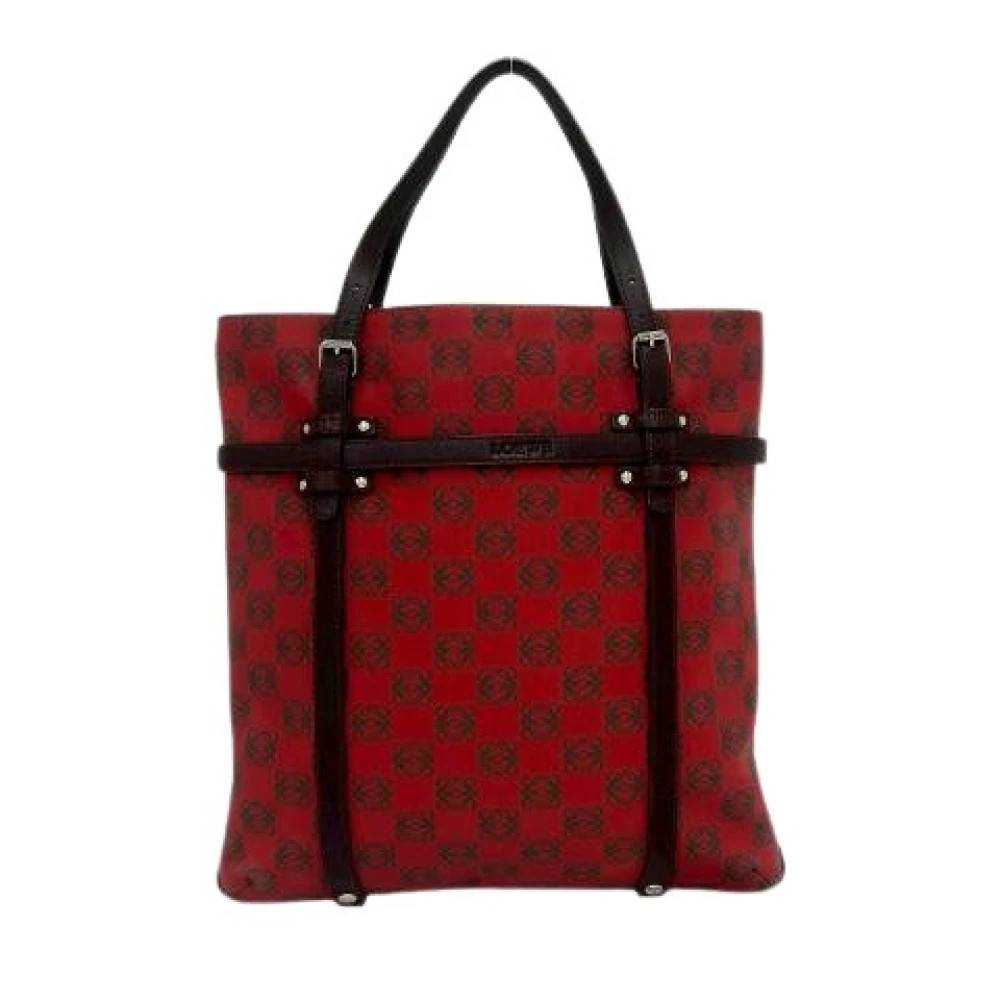 Loewe Pre-owned Pre-owned Anagram PVC Læder Håndtaske - Vintage - Dame - Rød - ONE SIZE - Læder