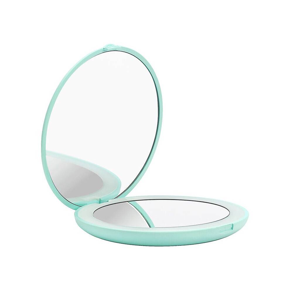 LED-oplyst makeupspejl med touch-kontrol, bærbart kompakt spejl med 3 farvetilstande, forstørrelsesspejl med 1x10x forstørrelse, foldbart spejl til