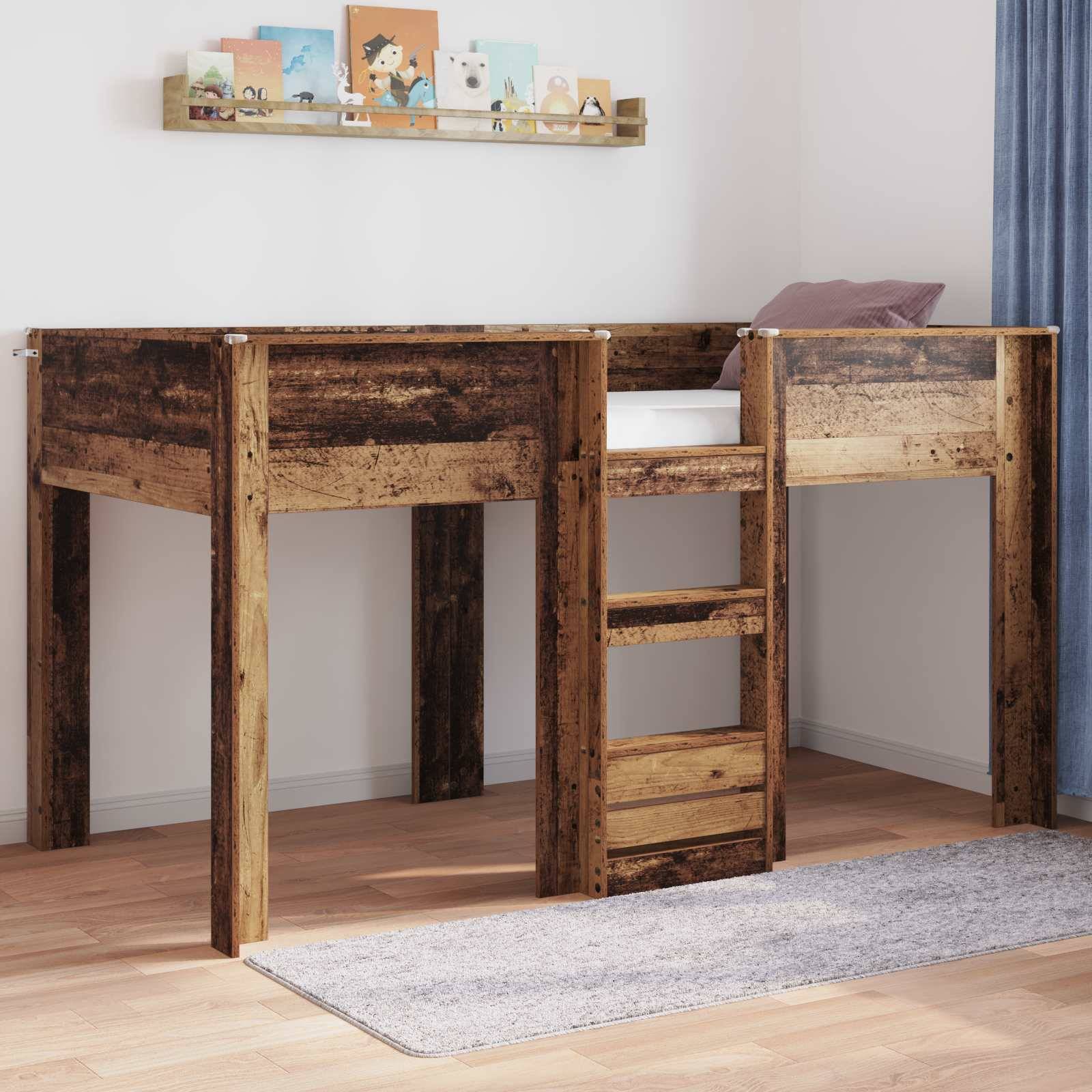 vidaXL Köksbädd för barn Gammalt trä 90 x 200 cm Konstruerat trä