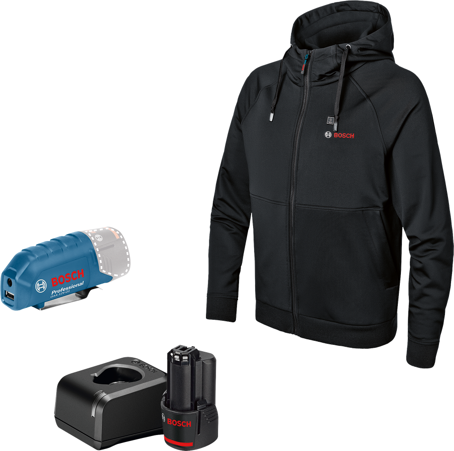 Bosch GHH 12+18V XA Varmehoodie str. XL inkl. batteri og lader