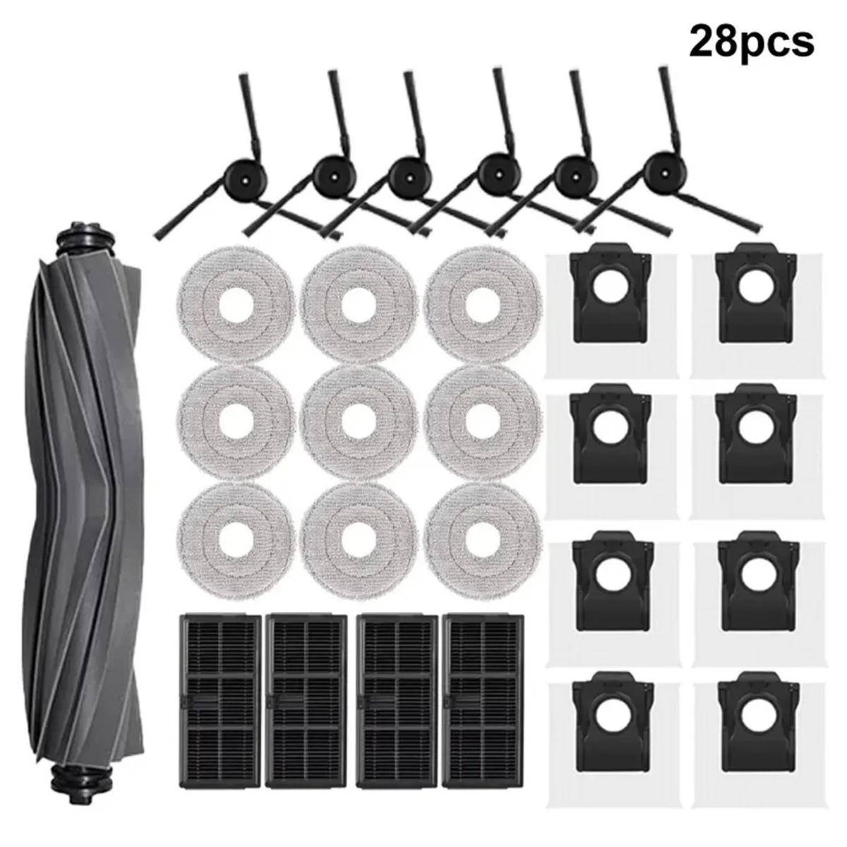 Ersättningstillbehör för Robotdammsugare - Kompatibla med Dreame X40 Ultra/X40 Pro/L40 Ultra (HEPA-filter, Huvudsidoborstar, Moppdukar, Dammbehållare)