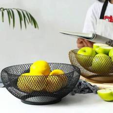 1st minimalistisk fruktkorg, frukttallrik för hemmabruk, mellanmålsbricka, kreativ fruktskål, ihålig fruktkorg i järn, modern förvaringsplatta - Svart (En-Storlek)