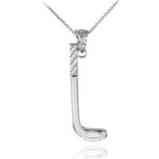 Men's Hockey Pendant Necklace in Sterling Silver - silver