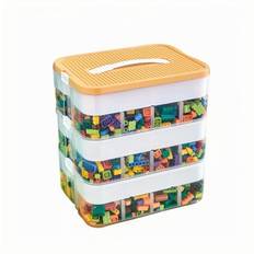 Toy Storage with Lid Lego Container Storage Box Toy Storage Toy Storage Box 3 Layers Stackable 23 Yellow 3 Tiers Stackable Kids Transparent Organized